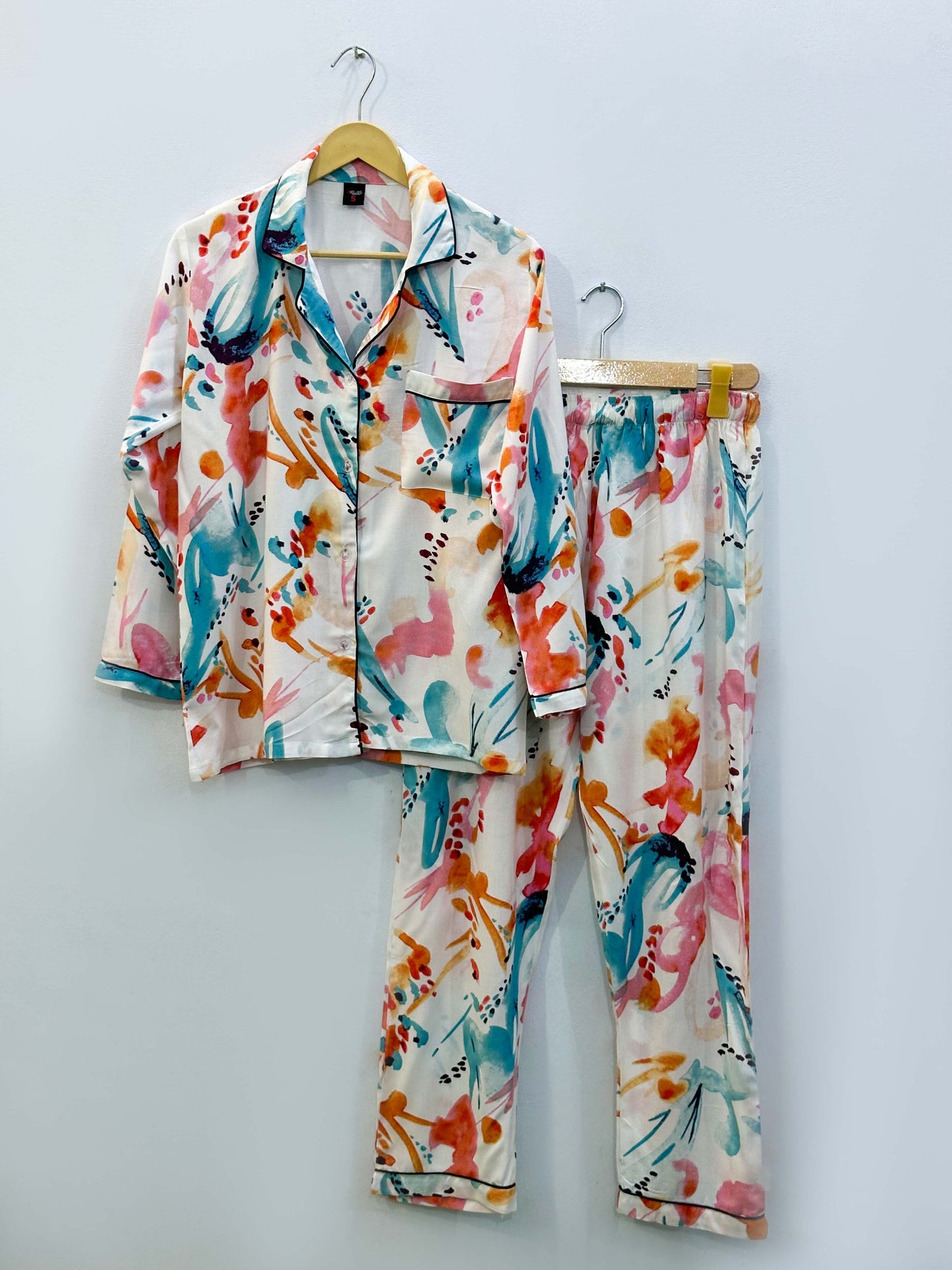 Imported Linen Printed Sleepy Bear PJ Set-LP15