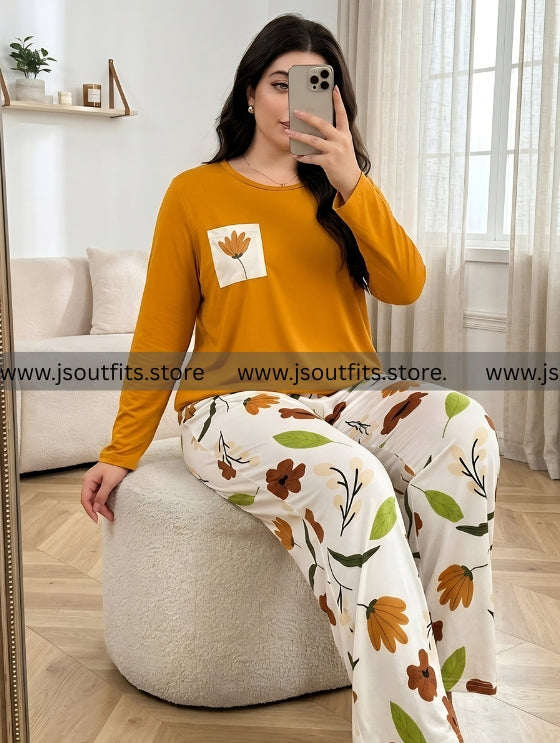 Yellow Flower Pocket Printed Night Suits