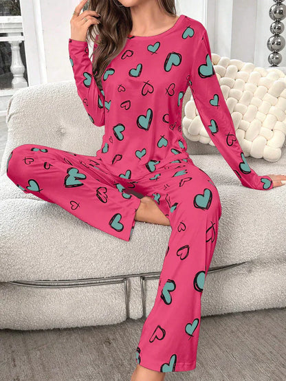 Heart Pattern Printed Night Suit