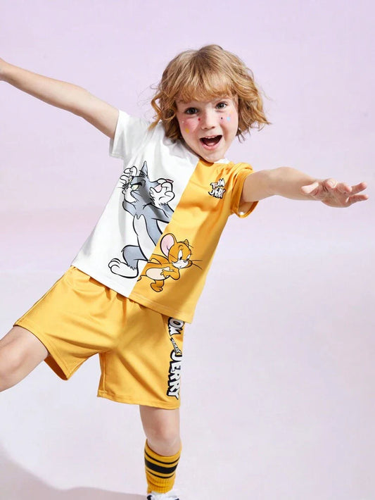 Yellow Tom & Jerry Half Sleeve Kids Suit (Each)