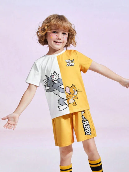 Yellow Tom & Jerry Half Sleeve Kids Suit (Each)