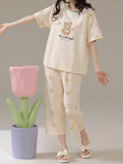 Hello My Bear Printed Night Suit