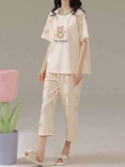 Hello My Bear Printed Night Suit