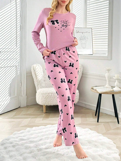 Pink let Me Sleep Printed Night Suit