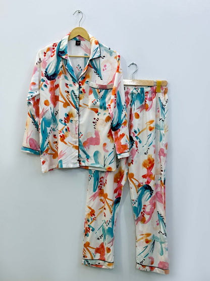 Imported Linen Printed Sleepy Bear PJ Set-LP15