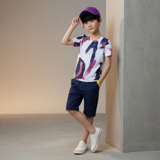 Purple Rainbow Half Sleeve Kids Suit (Each)