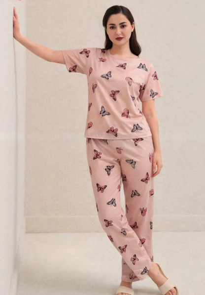 Monach Butterfly Printed Night Suit