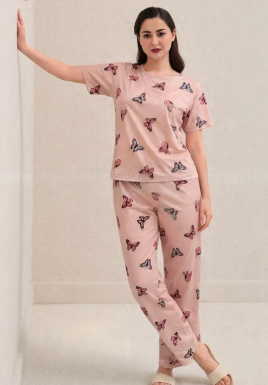 Monach Butterfly Printed Night Suit