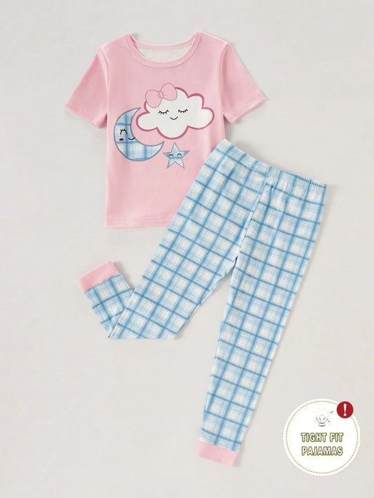 Moon & Cloud Printed Half Sleeve Kids Suit