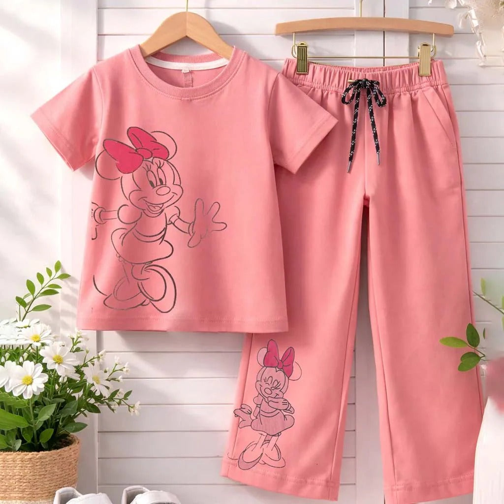 Pink Minnie Mouse Half Sleeve Kids Suit
