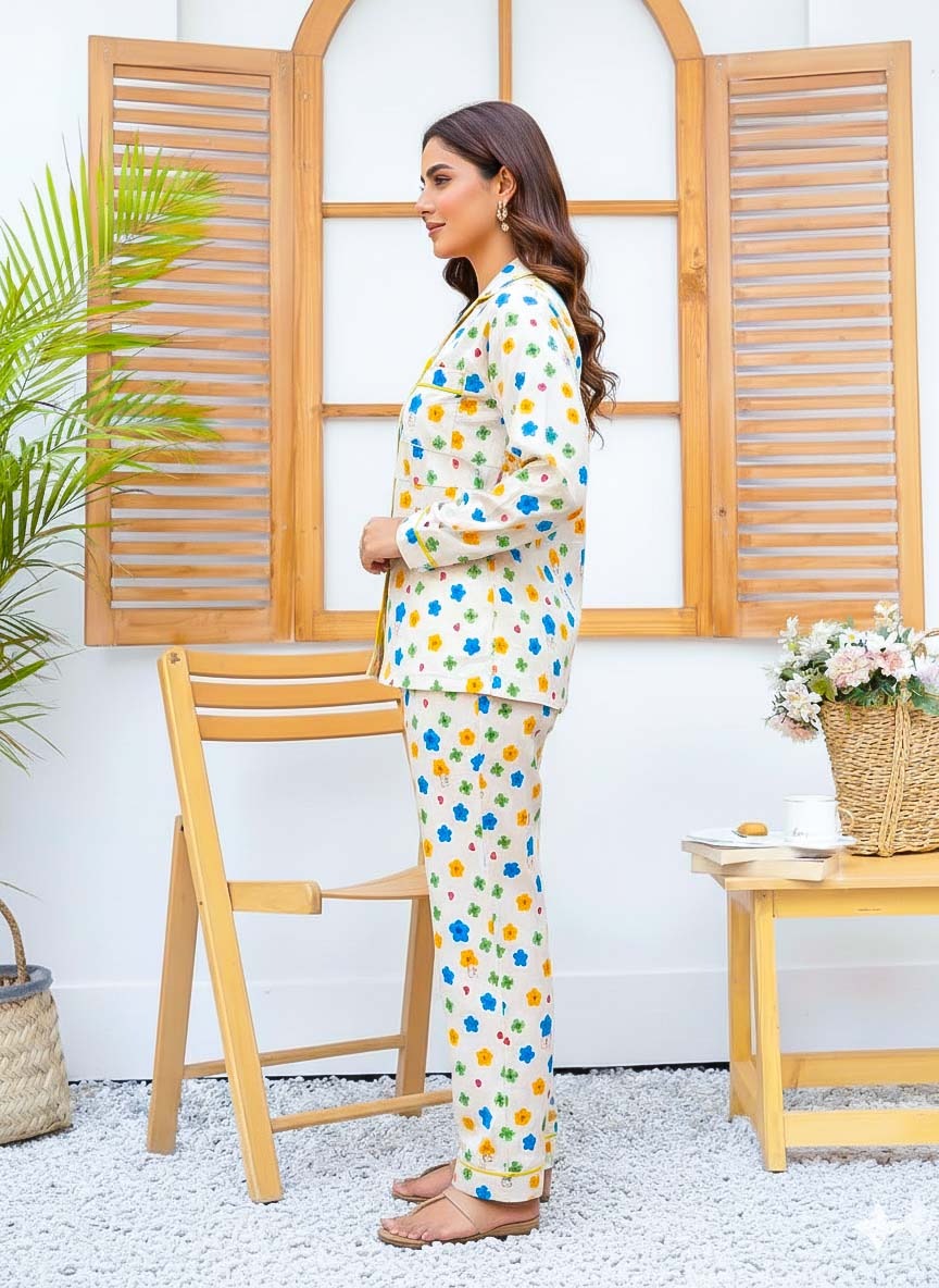 Imported Linen Printed Multi Flower PJ Set-LP26