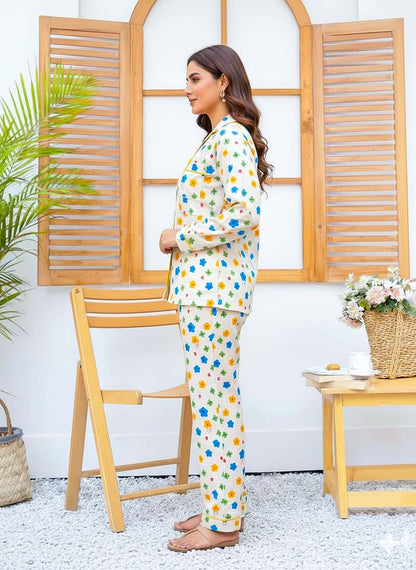 Imported Linen Printed Multi Flower PJ Set-LP26