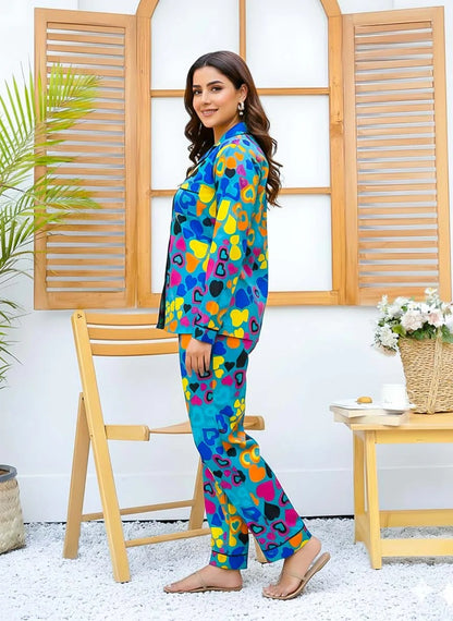 Imported Linen Printed Pattern Print PJ Set-LP23