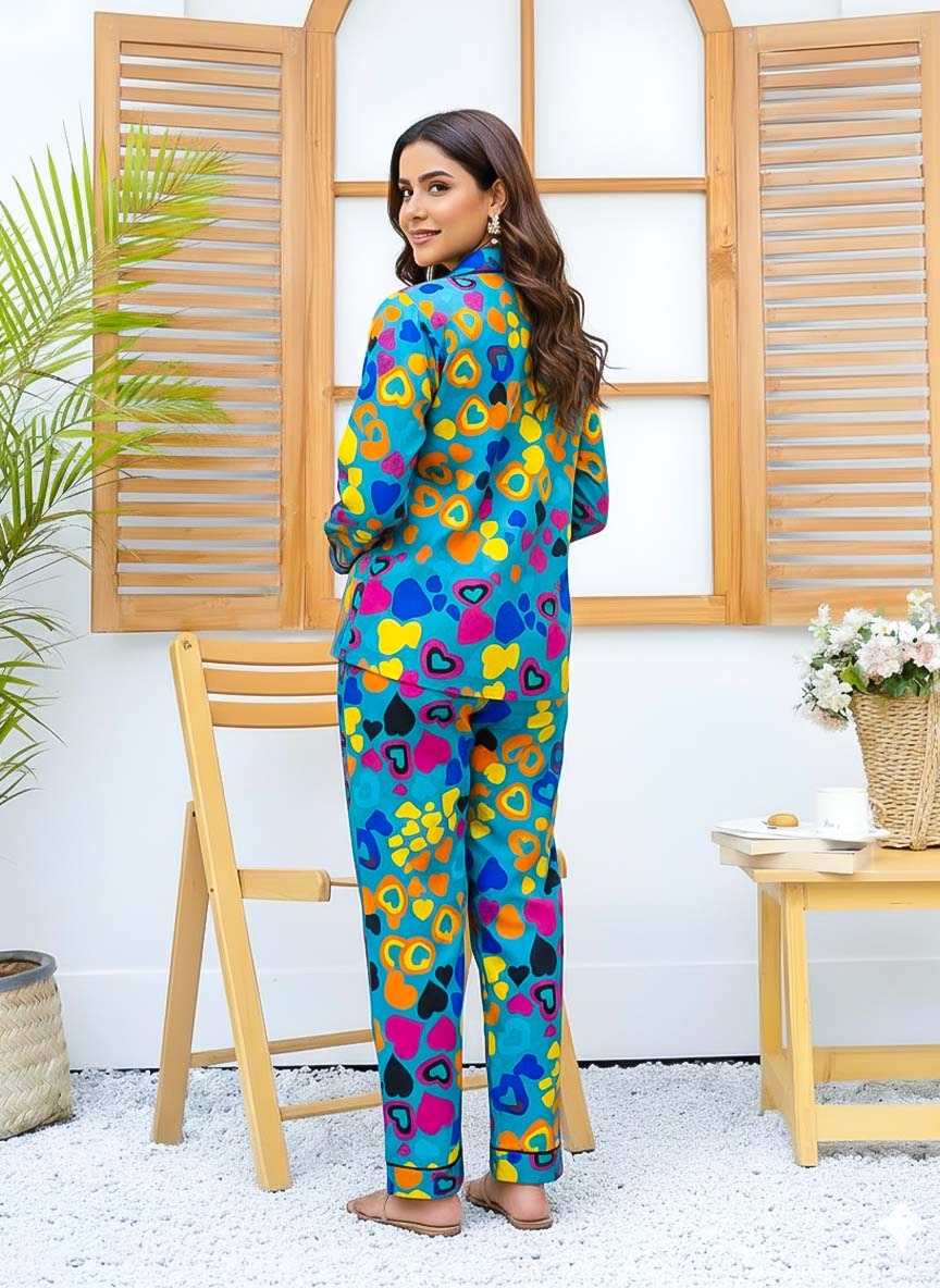 Imported Linen Printed Pattern Print PJ Set-LP23