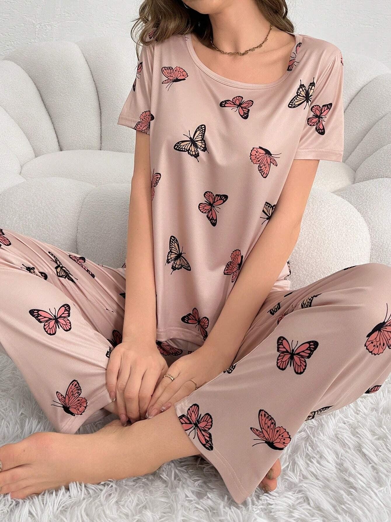 Monach Butterfly Printed Night Suit
