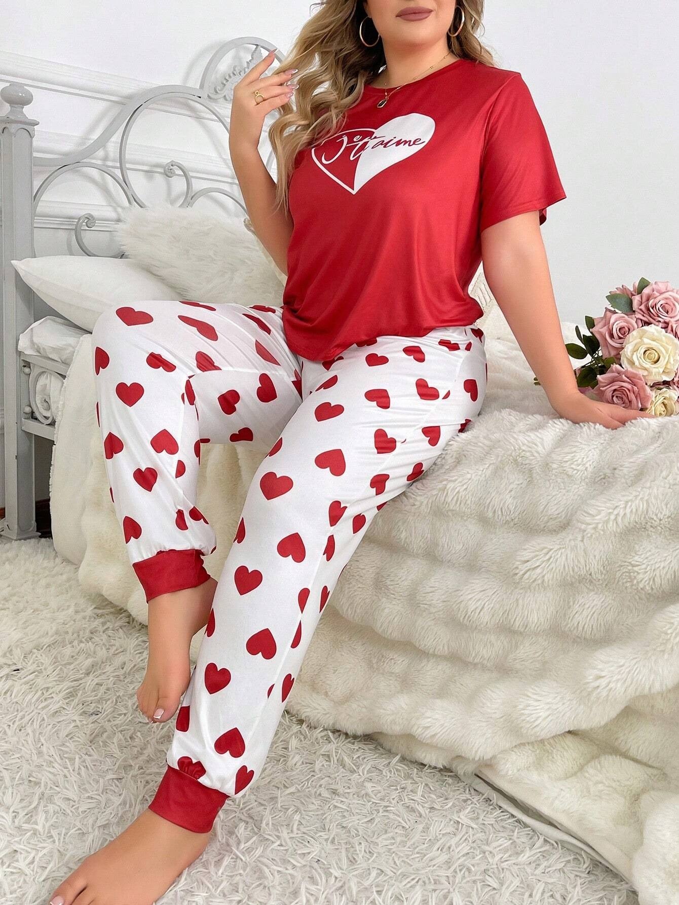 Red Heart Printed Night Suit