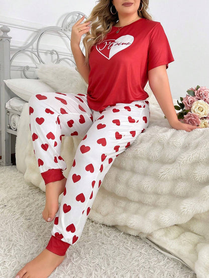 Red Heart Printed Night Suit
