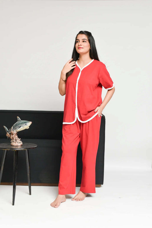Red Pipen Stylish Night Suit