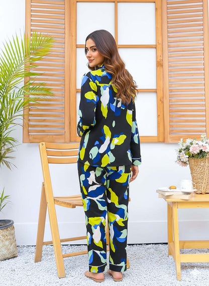 Imported Linen Printed Multi Bear PJ Set-LP6