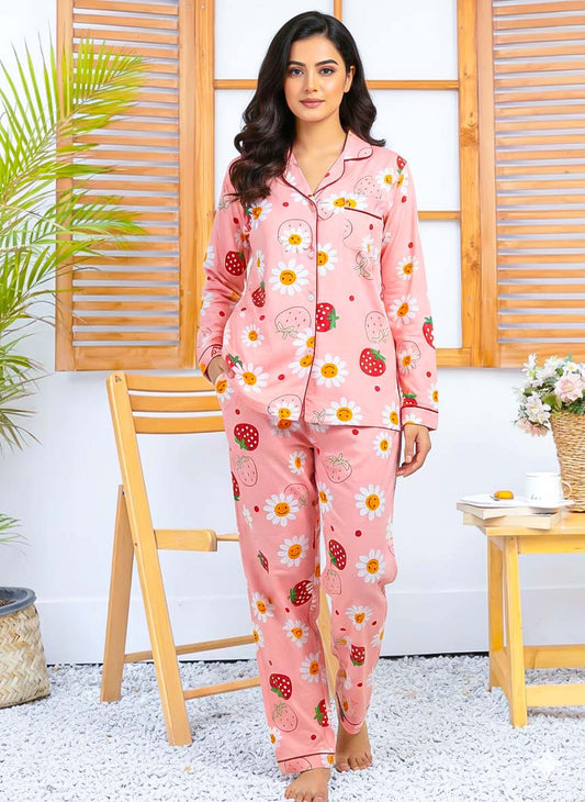 Imported Linen Printed Strawberry PJ Set-LP8