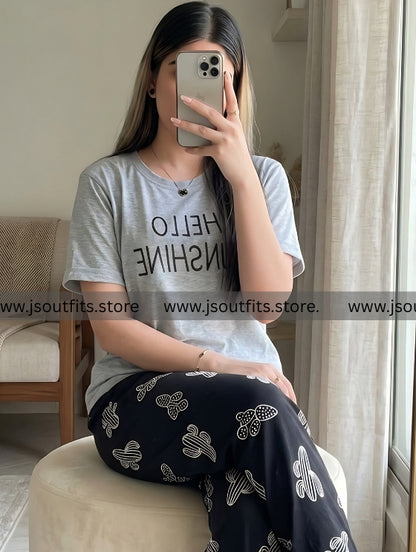 Hello Sunshine Printed Night Suit